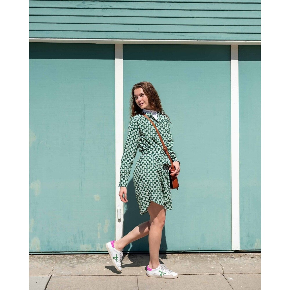 Voyageur By Mersea Aphrodite Long Sleeve Shirt Dress Printed Buttondown L 279935